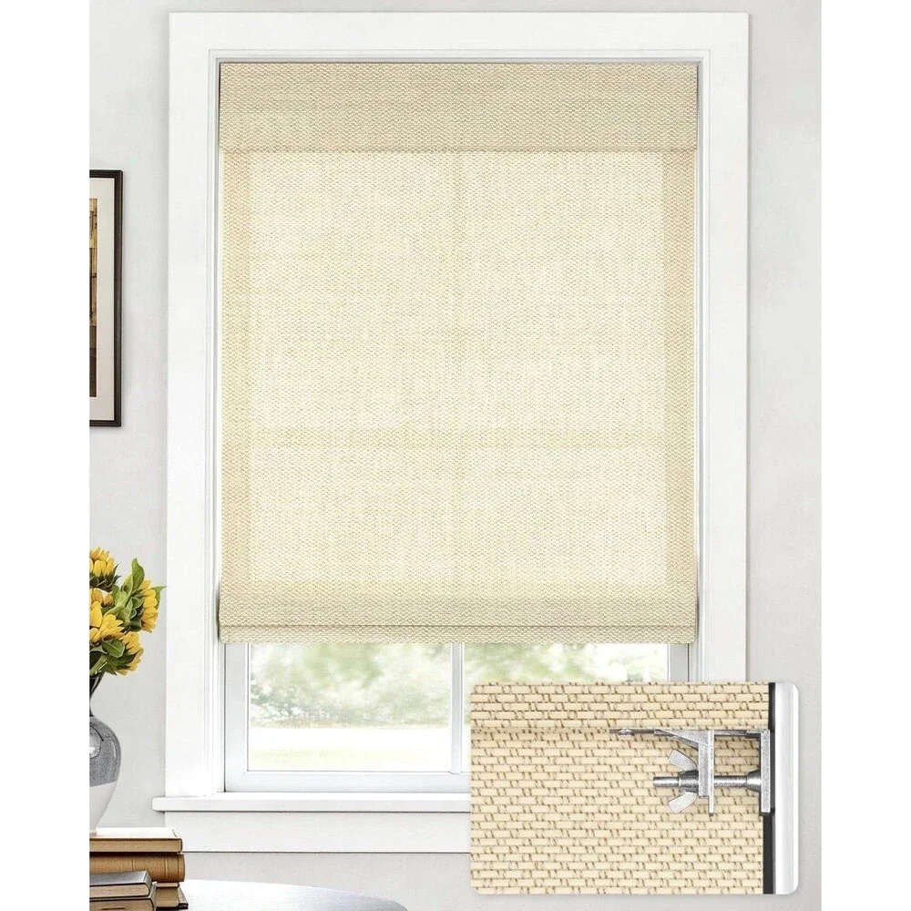 LazBlinds No Drill Bamboo Roman Shades, 30